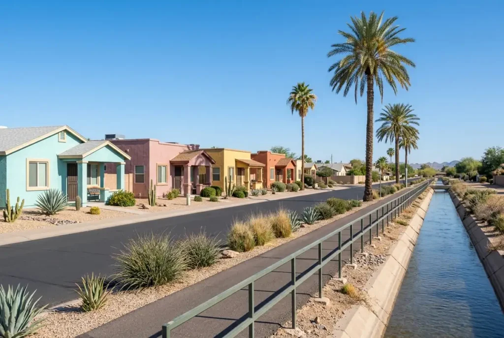 West Phoenix neighborhood in the Maryvale area on a bright morning