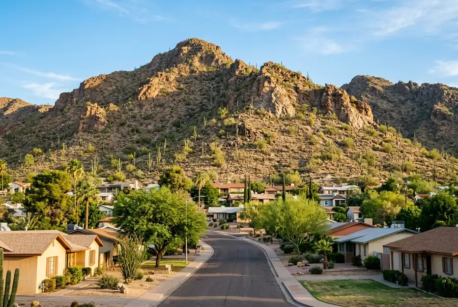Desert mountain above a Phoenix neighborhood, the Sunnyslope area