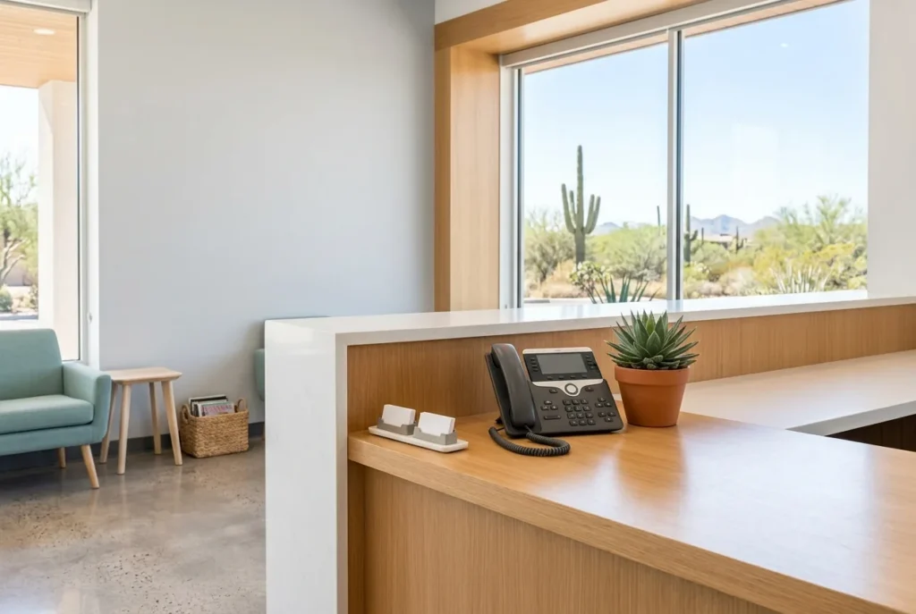 Front desk of a Phoenix dental office ready for same-day and walk-in patients