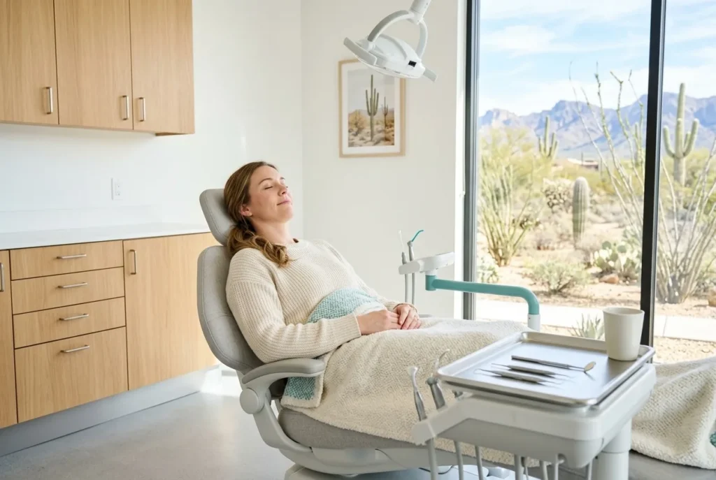 Patient relaxed in the dental chair after same-day toothache relief in Phoenix